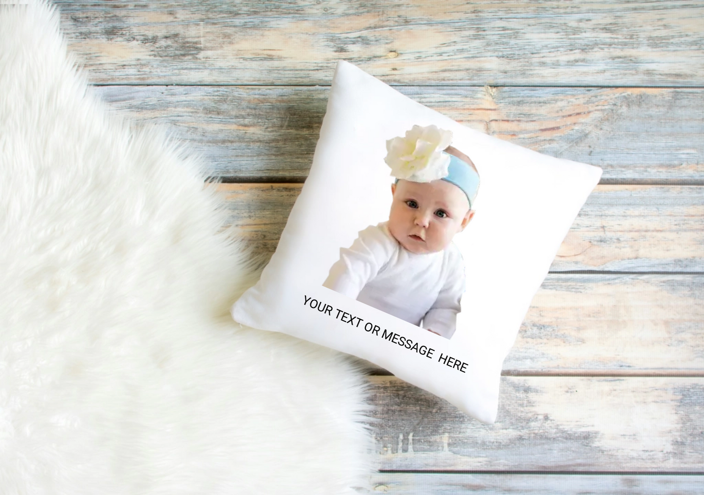 Personalised Photo Pillow Cover – Upload Your Own Picture & Add a Message (40 x 40 cm)
