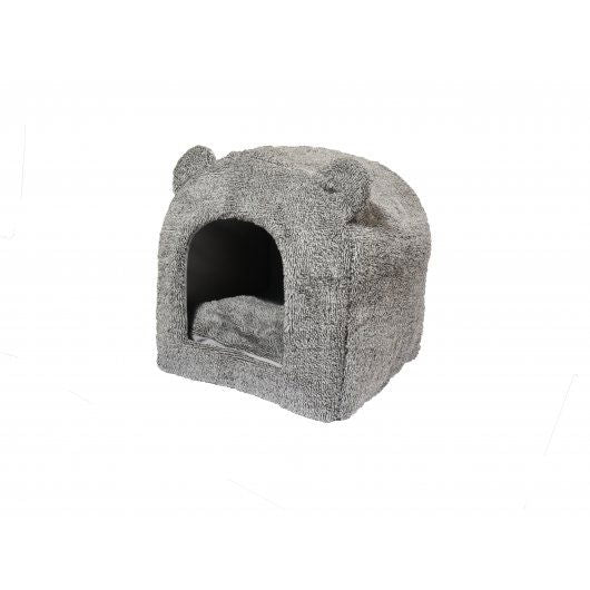 40 Winks Cat Hooded Bed Grey Teddy Bear 38x38cm