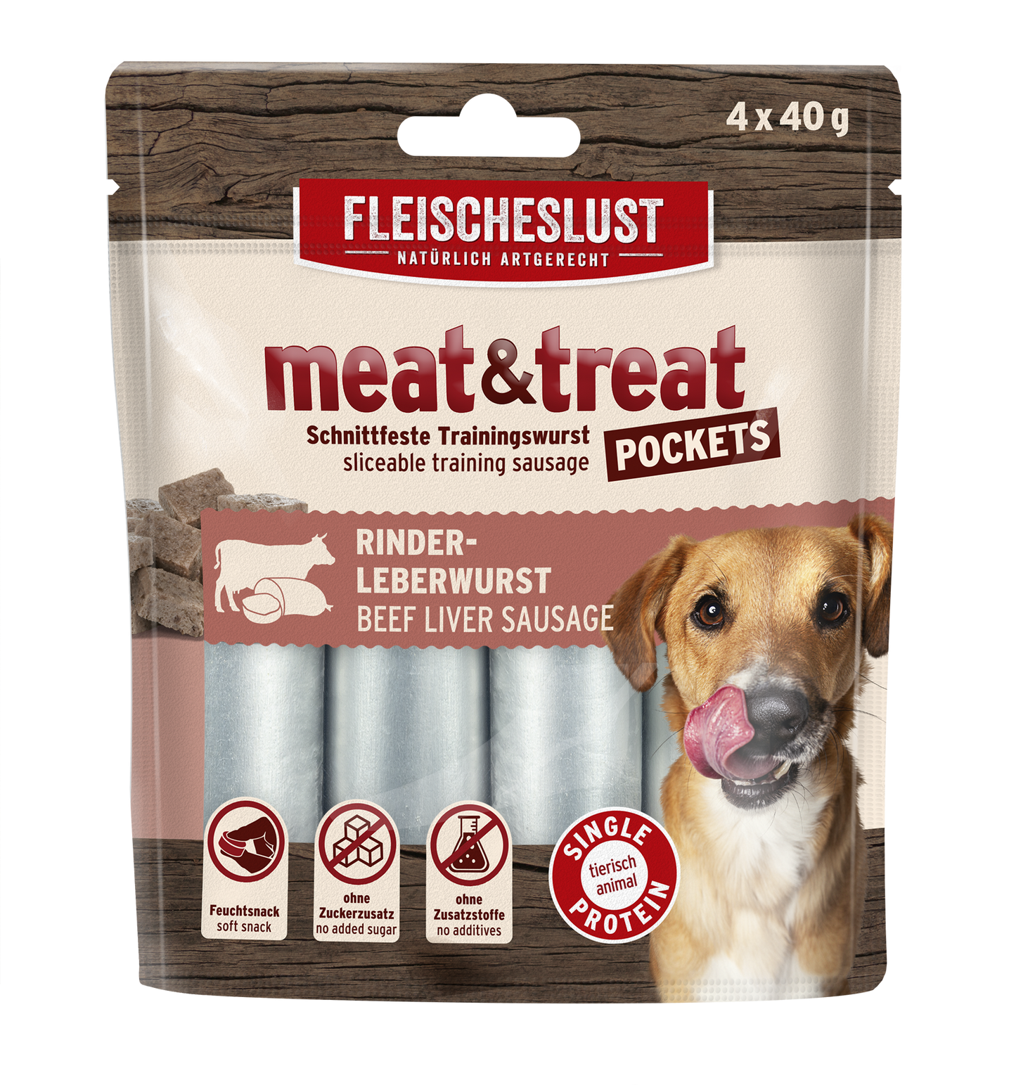 Fleischeslust Meat & Treat Pockets Beef Liver - 10 x (4 x 40g) Case product image