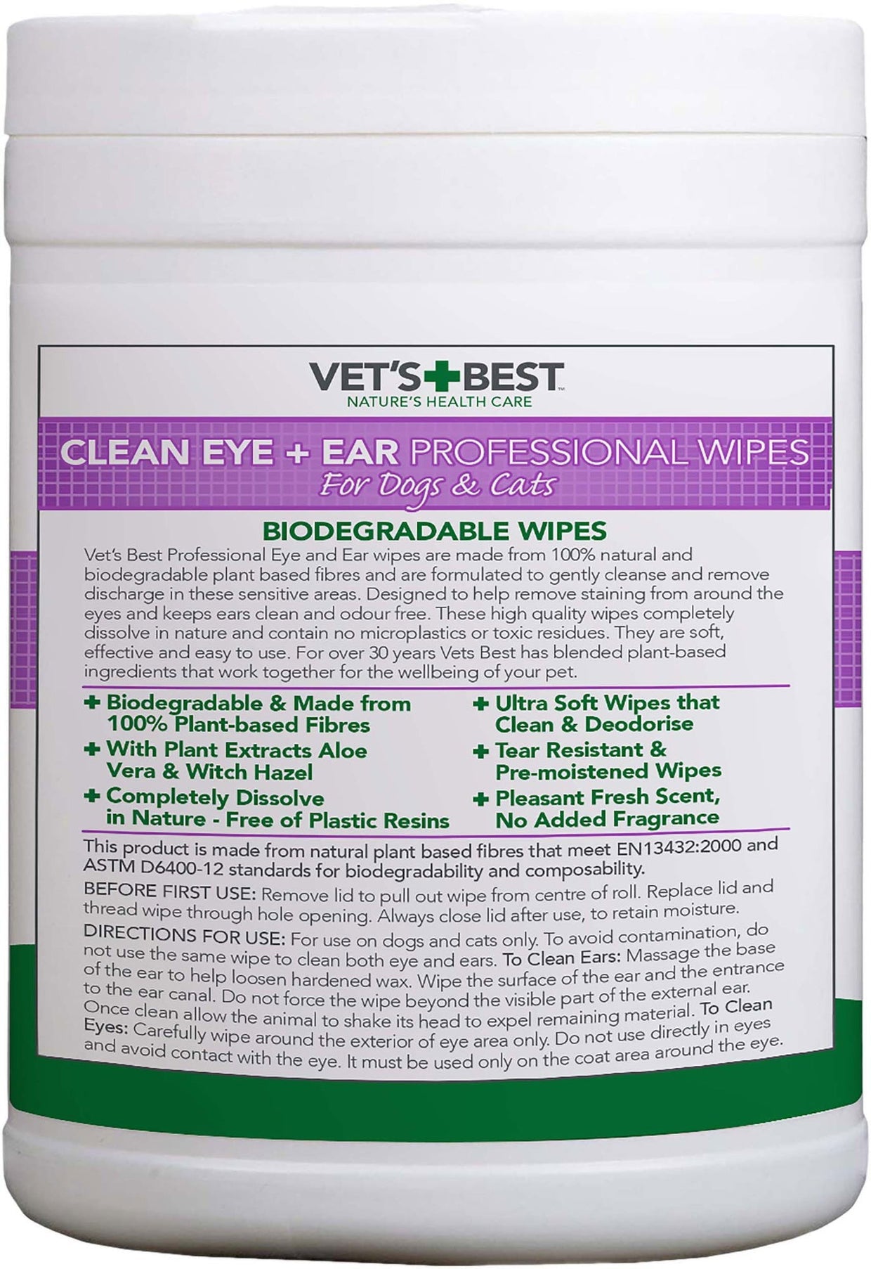 Vet''s Best Ear & Eye Wipes for Dogs & Cats 160pc