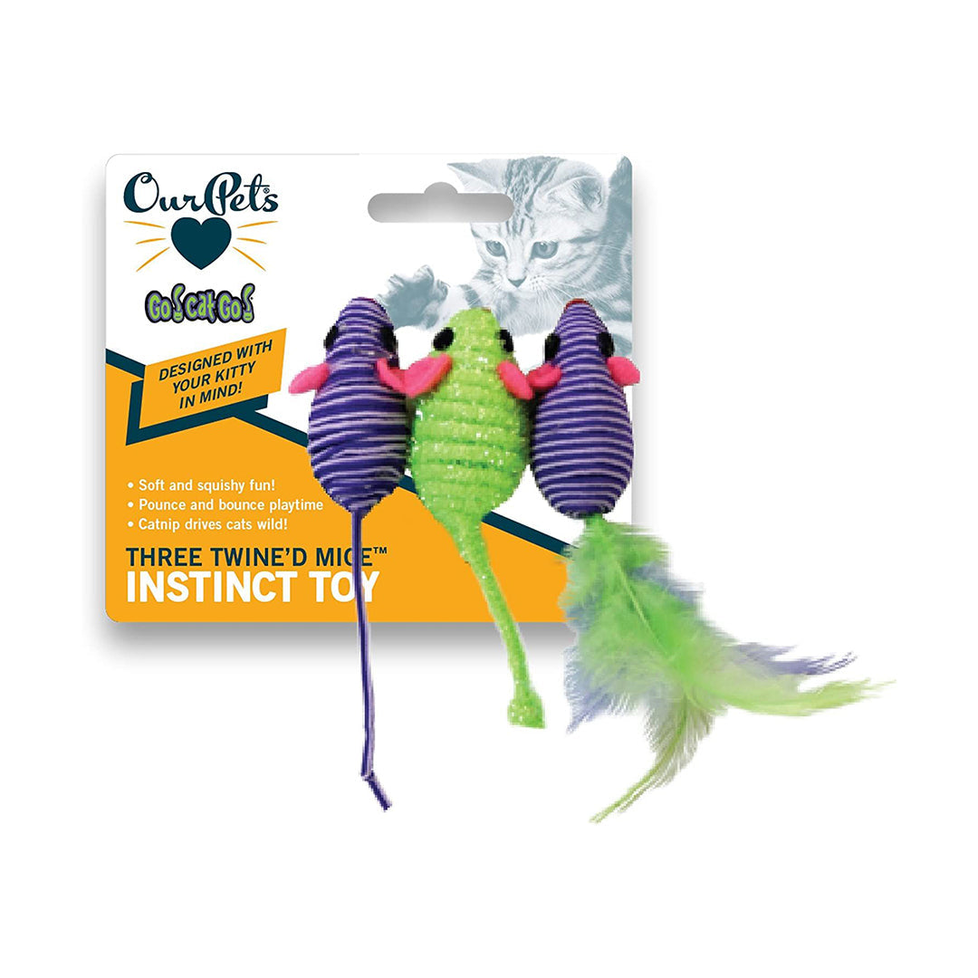 Three Bright Mice Cat Toy With Cat Nip