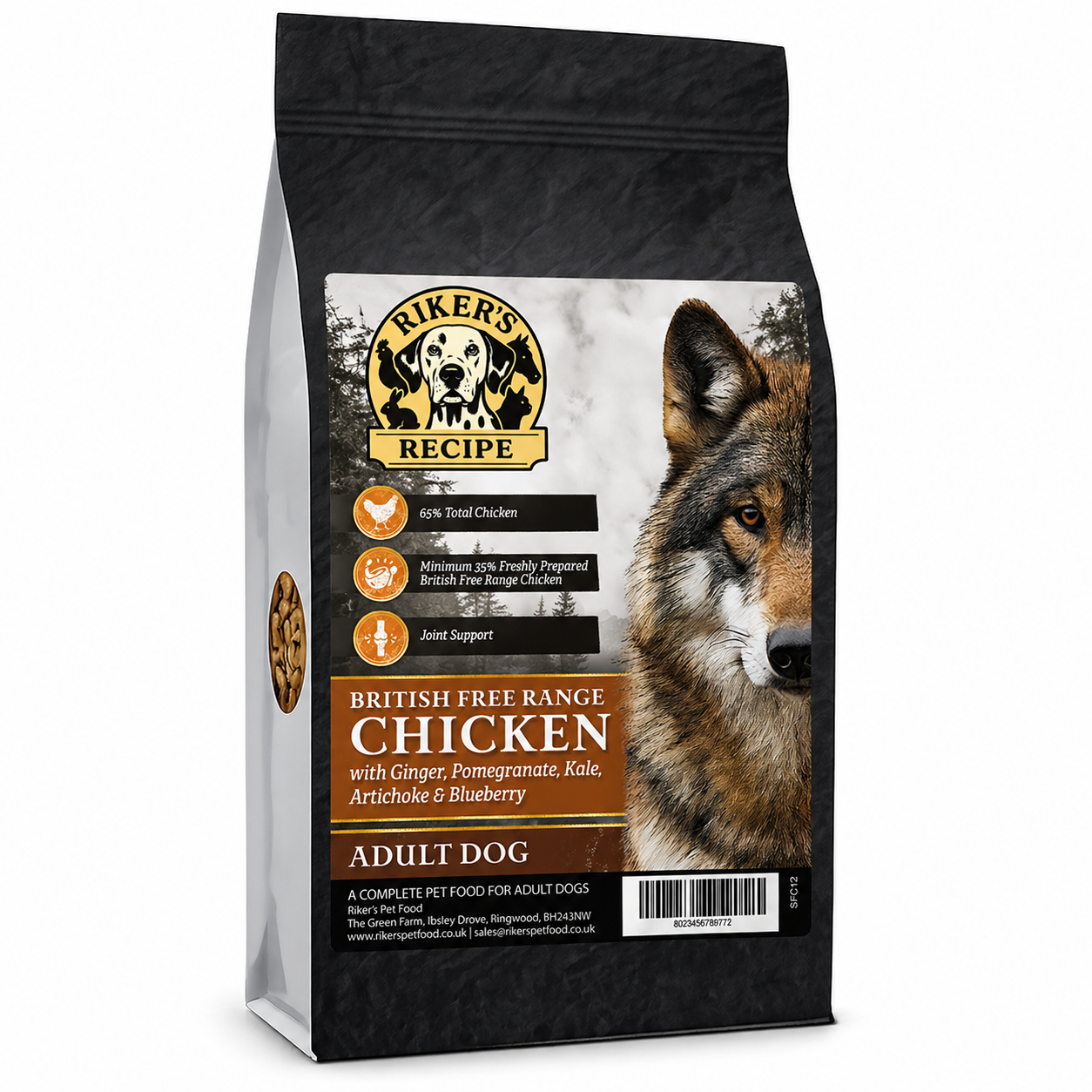 Riker’s Recipe Superfood 65 Grain Free Dog Food – British Free Range Chicken 12kg