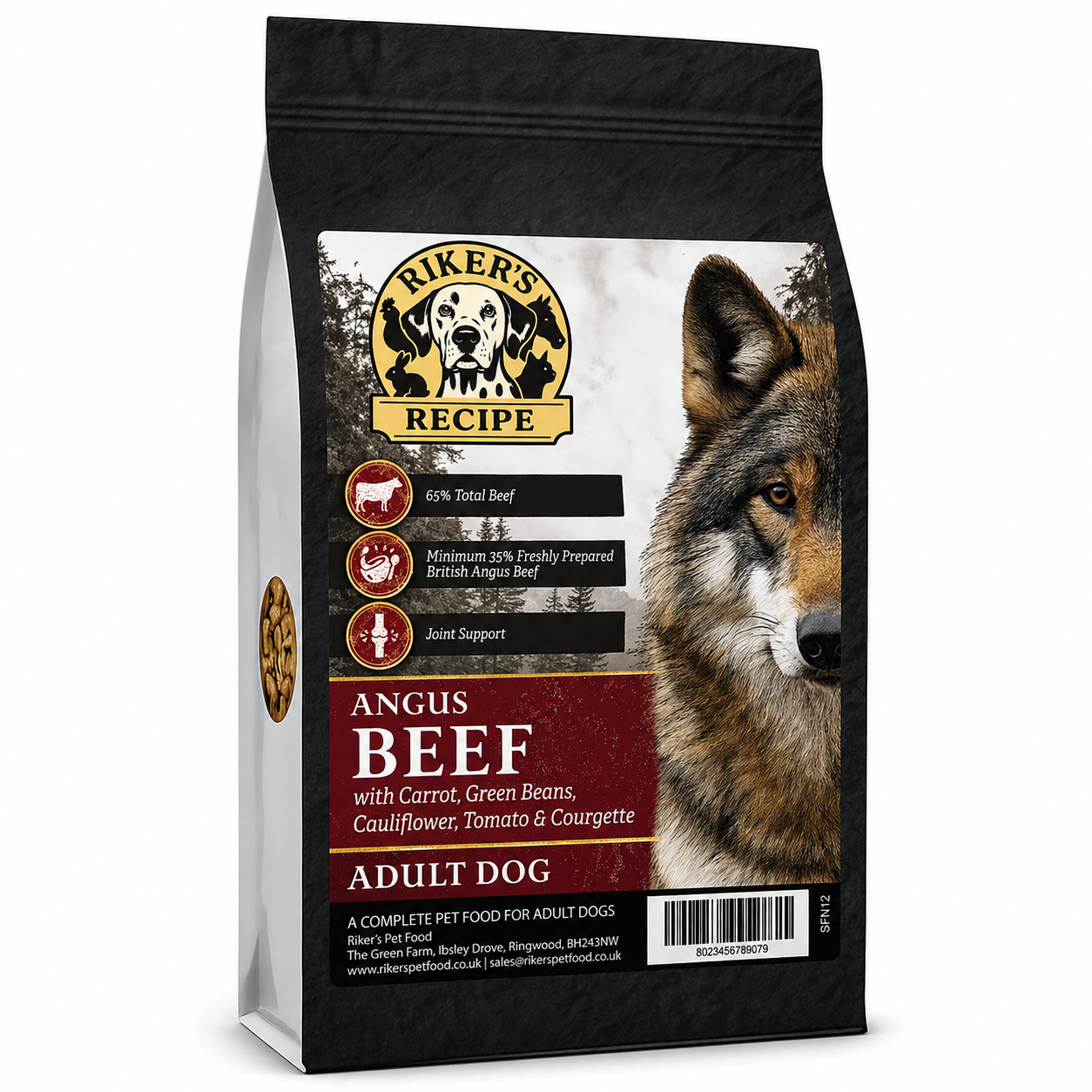 Riker’s Recipe Superfood 65 Grain Free Dog Food – Angus Beef 12kg