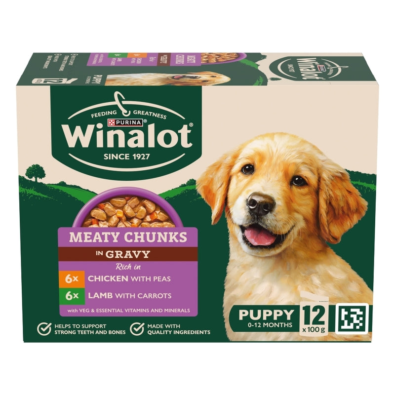 Winalot Puppy Meaty Chunks in Gravy 100g x 12