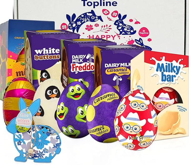 Easter Eggs Hamper for Easter Gifts (Pack of 5) - Including Caramel Nibbles, Mini Eggs, Freddo, Orange & White Chocolate