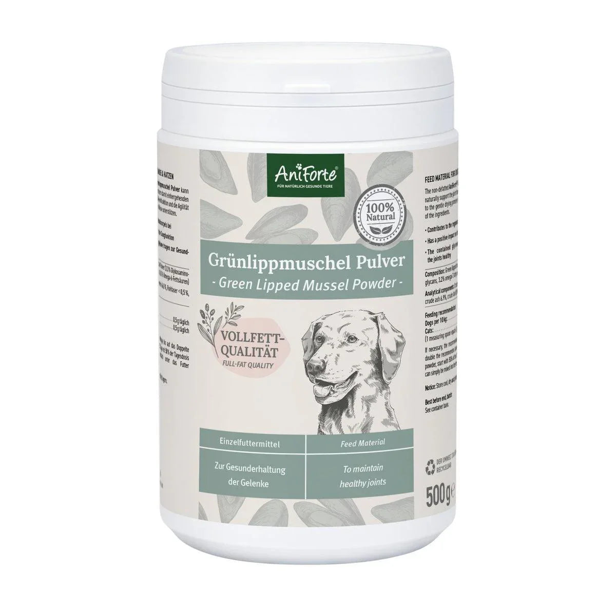 Green Lipped Mussel Powder for Dogs and Cats - Joint Support Supplement 1Kg - North East Pet Shop Aniforte