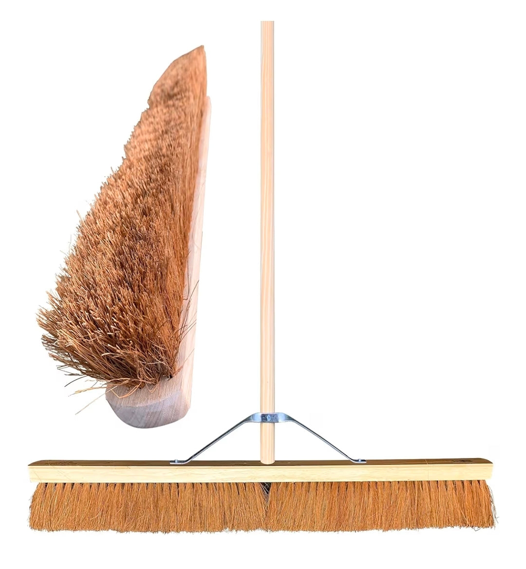 36” Soft Broom Outdoor Yard Brush with Natural Soft Coco Bristle Brush