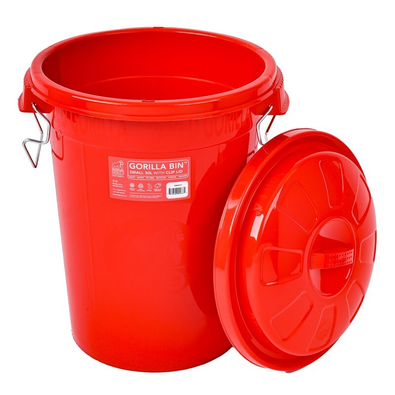 Red Gorilla Bin with Clip Lid Red 50 litre
