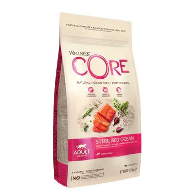 Wellness CORE Sterilised Ocean salmon recipe grain-free adult cat food bag