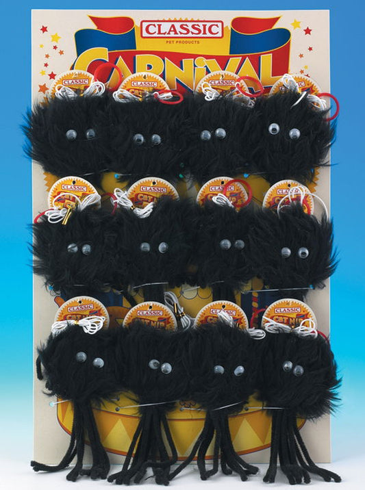 Classic Black Furry Spider Cat Toy 180mm