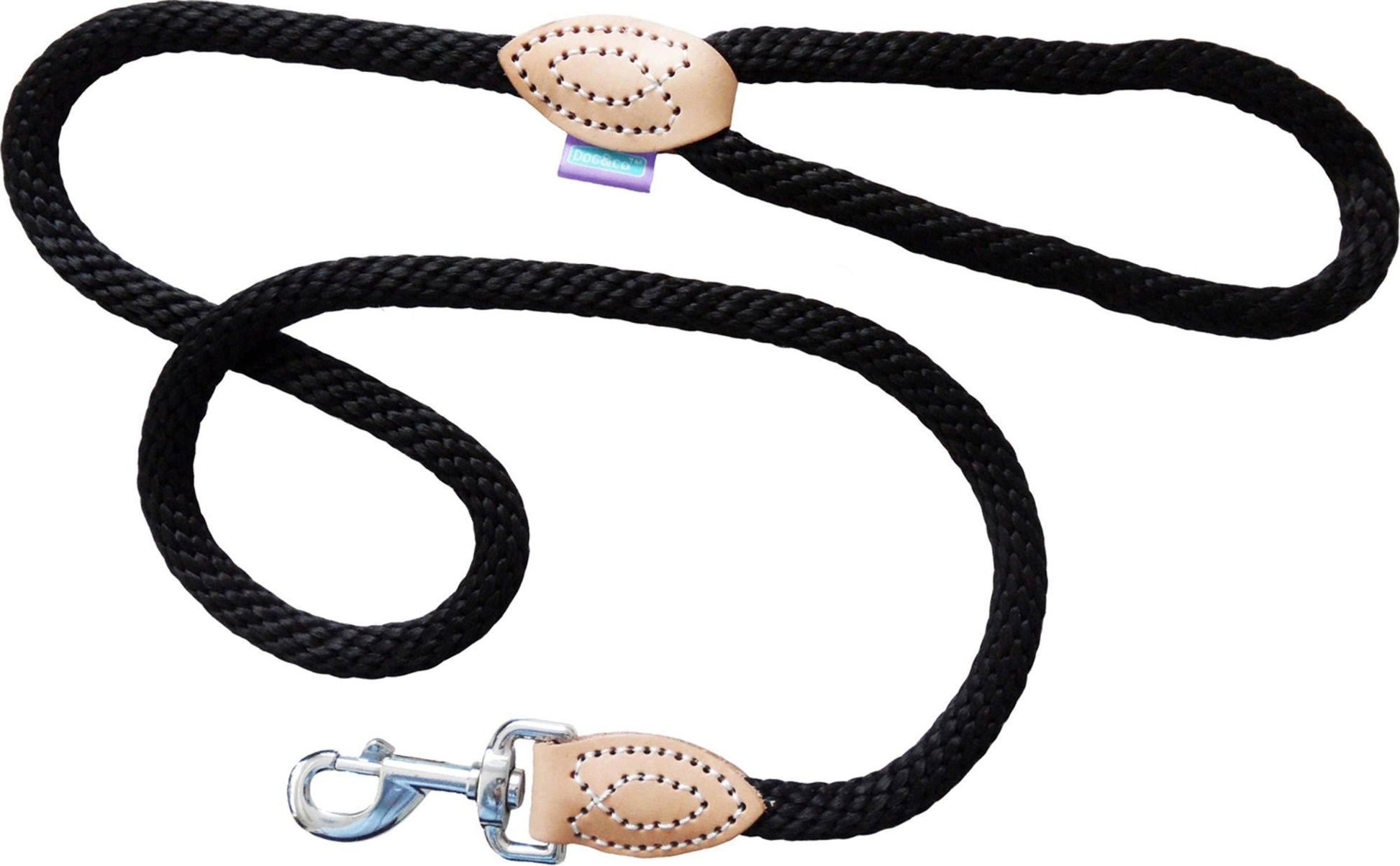 Dog&Co Supersoft Rope Slip Lead Black 8mm X60"