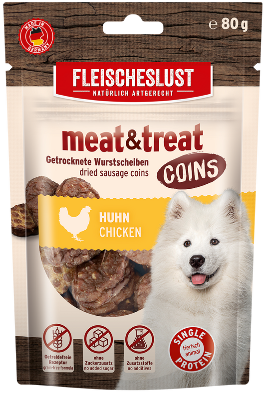 Fleischeslust Meat & Treat Coins Chicken - 10 x 80g Case product image