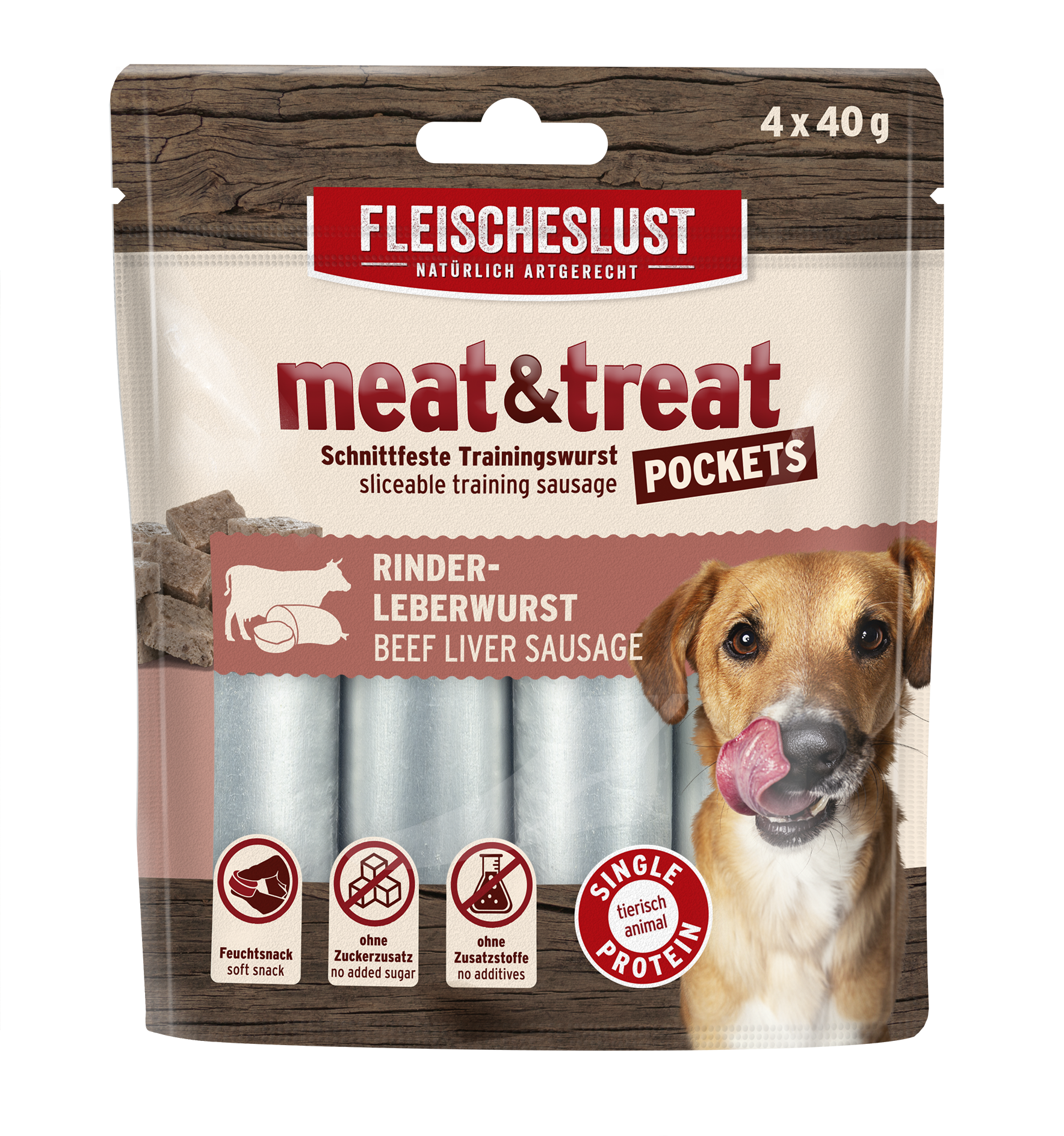 Fleischeslust Meat & Treat Pockets Beef Liver - 10 x (4 x 40g) Case product image