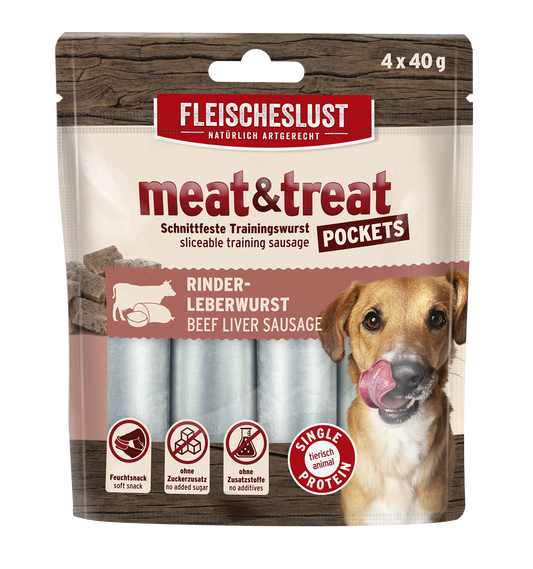 Fleischeslust Meat & Treat Pockets Beef Liver - 10 x (4 x 40g) Case product image