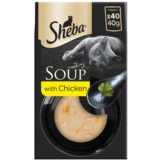 SHEBA Classics Soup Adult Wet Cat Food Pouch with Chicken Fillets 4 x 40g