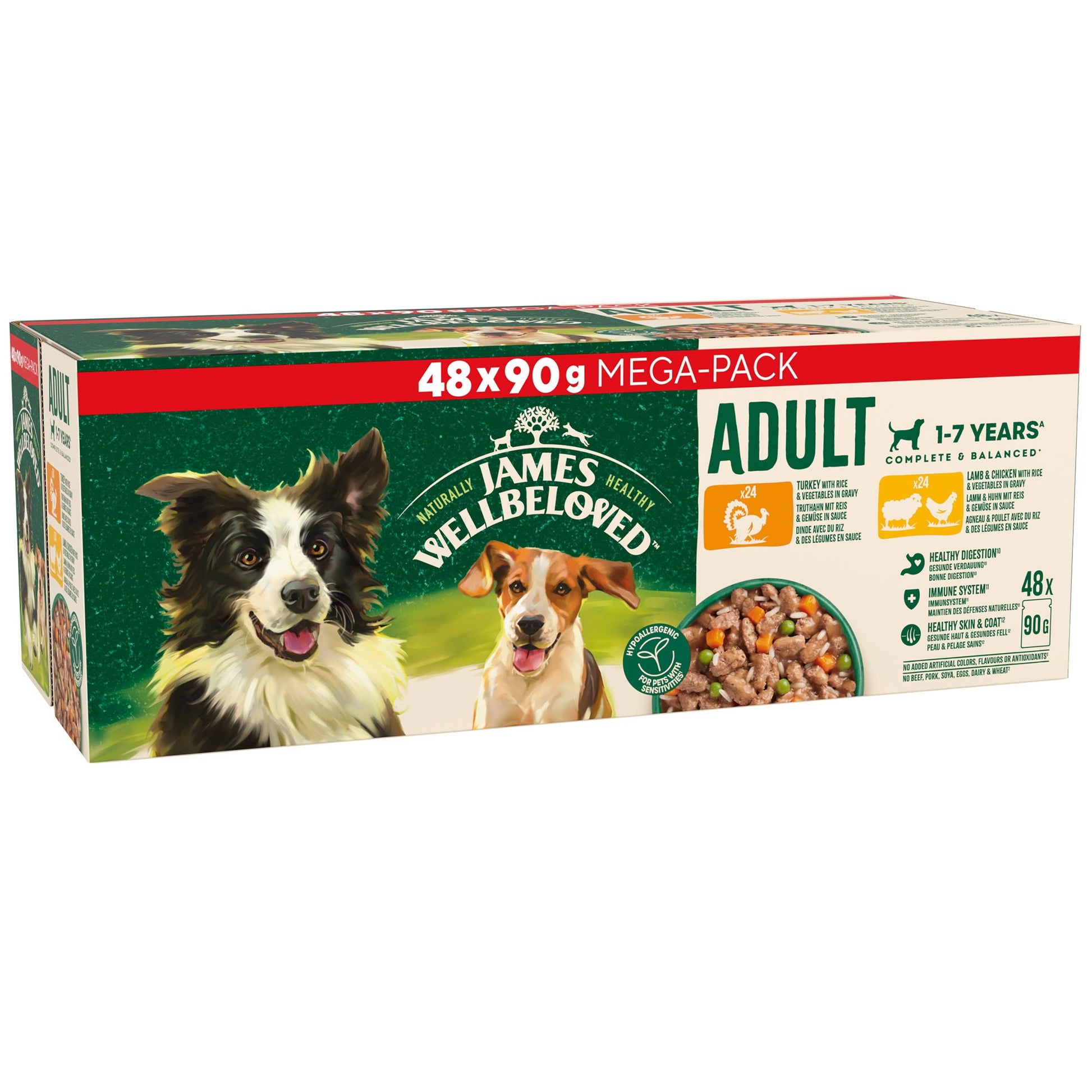 James Wellbeloved Adult Wet Dog Food in Gravy Variety Pack Pouch 48x90g