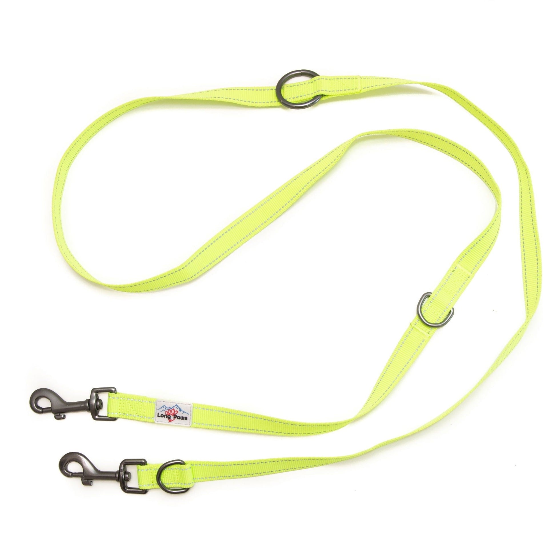 Long Paws Urban Trek Reflective Webbing Training Leash Neon Yellow Medium - 200cm 2.0cm wide