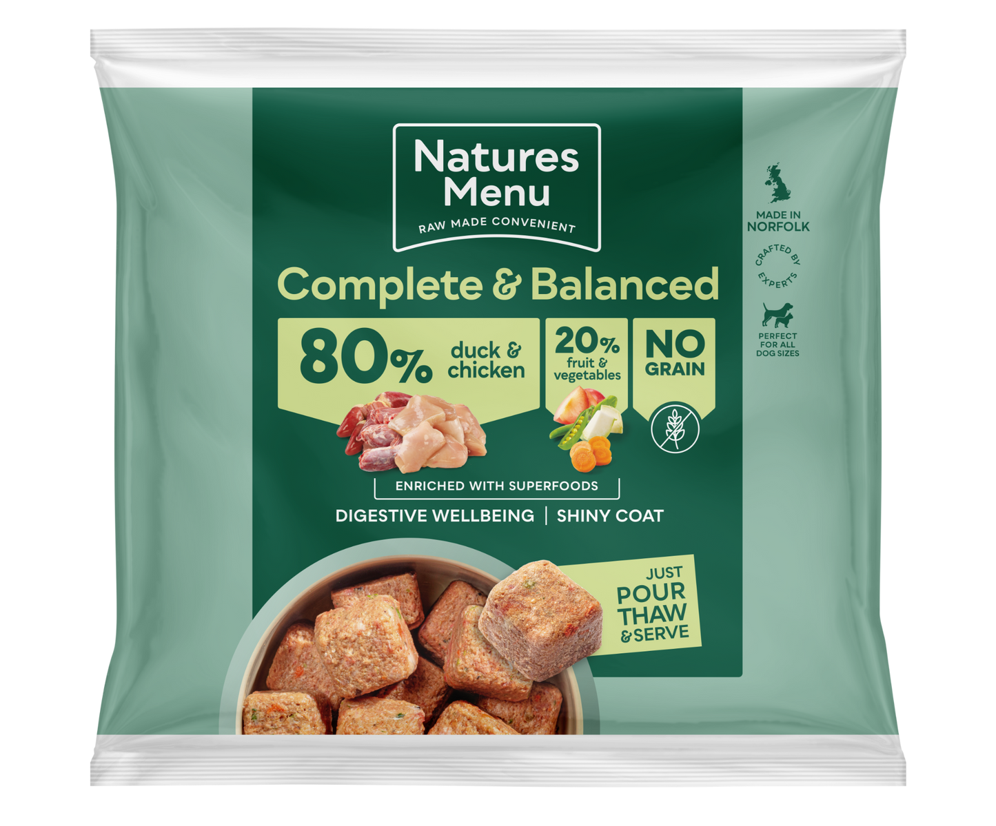 Natures Menu 80/20 Duck and Chicken Nuggets with Superfoods 1kg