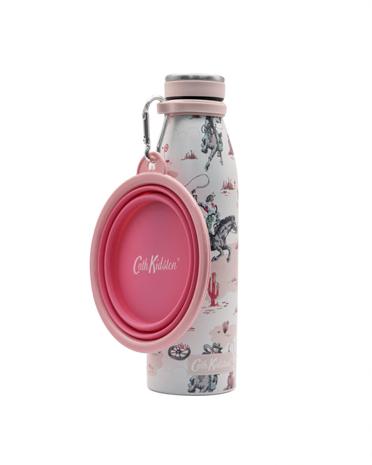 Cath Kidston Cowgirl Steel Water Bottle & Collapsible Bowl Set