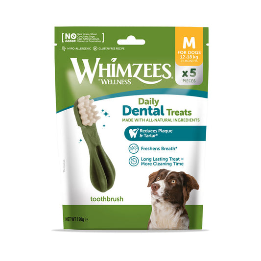 Whimzees Trial Pack Toothbrush Medium 5 Pieces