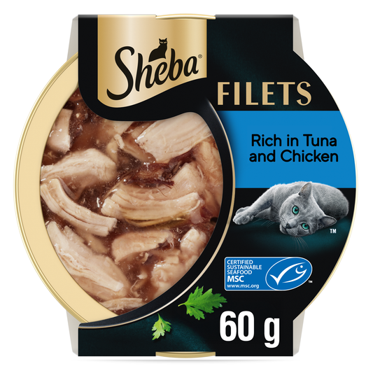 Sheba Filets Cat Food Tray Chicken and Tuna MSC in Gravy 60g