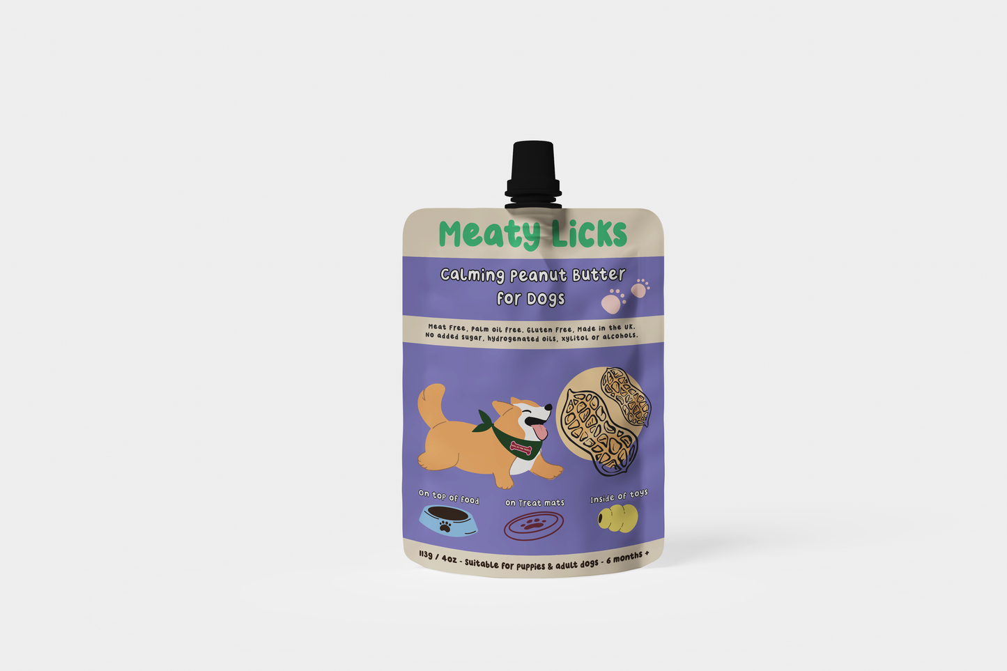 Calming Peanut Butter Pouch for dogs 113g 4oz 