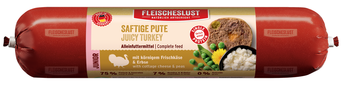 Fleischeslust Junior Juicy Turkey Wet Dog Food - 16 x 400g Case product image
