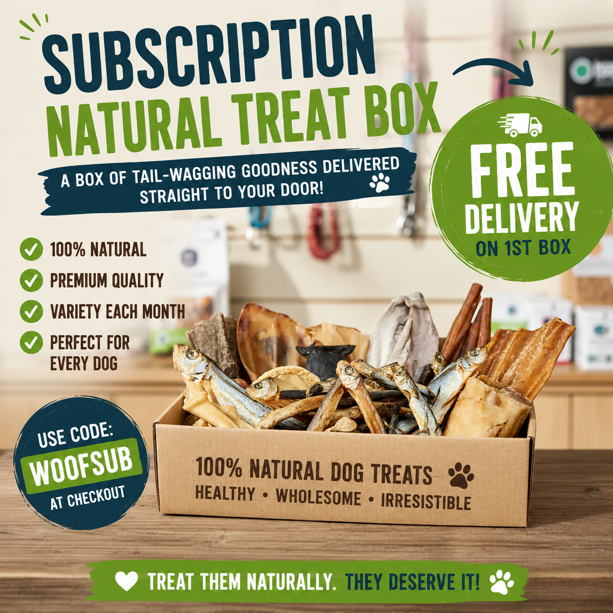 Subscription Natural Treat Box | 100% Natural Dog Treats