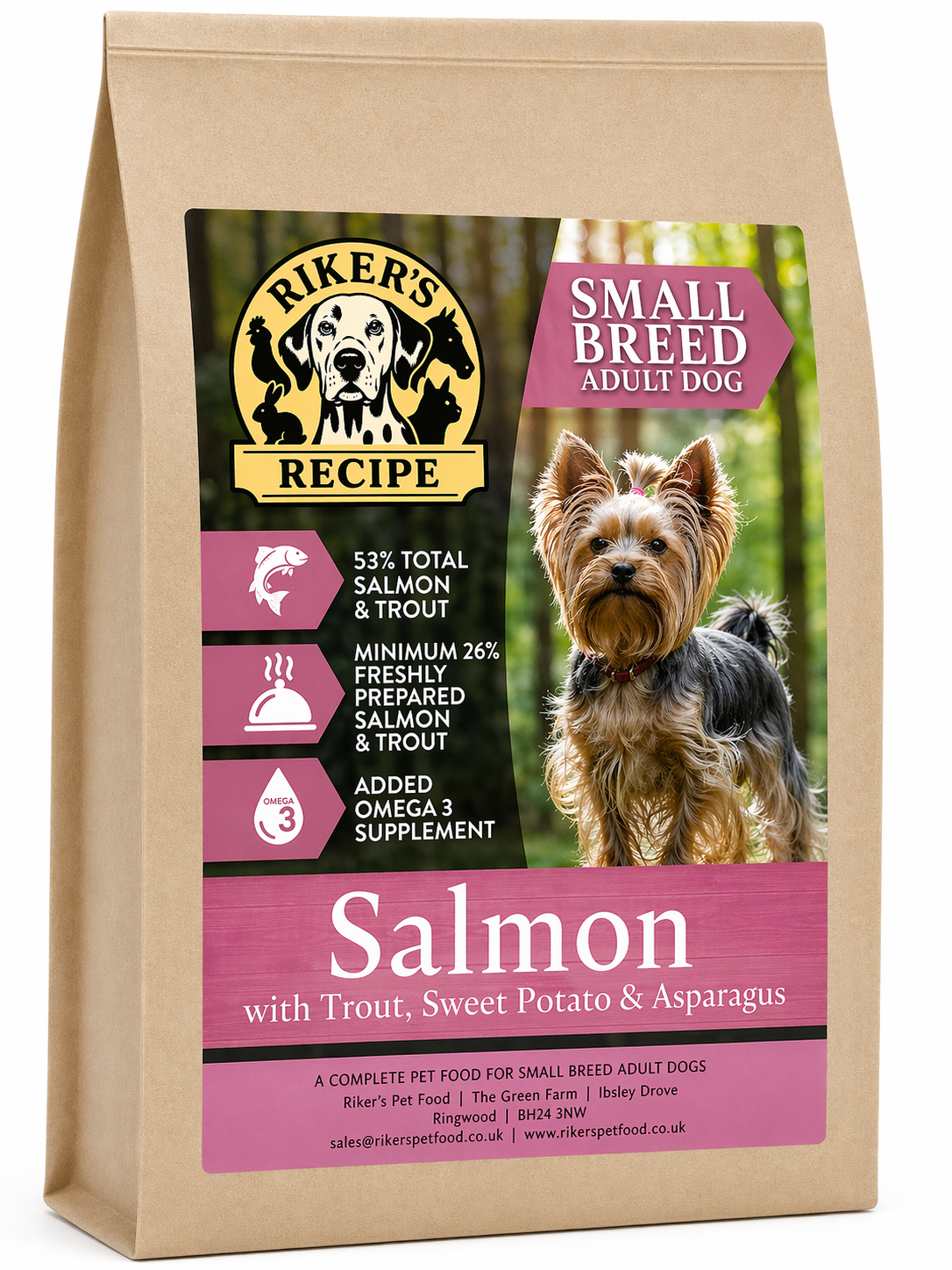 Riker's Recipe Salmon with trout and Sweet potato with Asparagus (Small Breed) 2kg