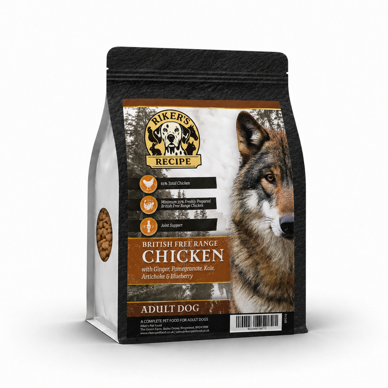 Riker’s Recipe Superfood 65 Grain Free Dog Food – British Free Range Chicken 2kg