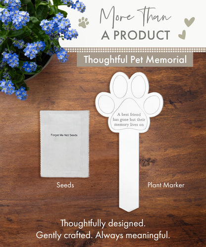 Paw Print Memorial Garden Plant Marker & Forget Me Not Seeds