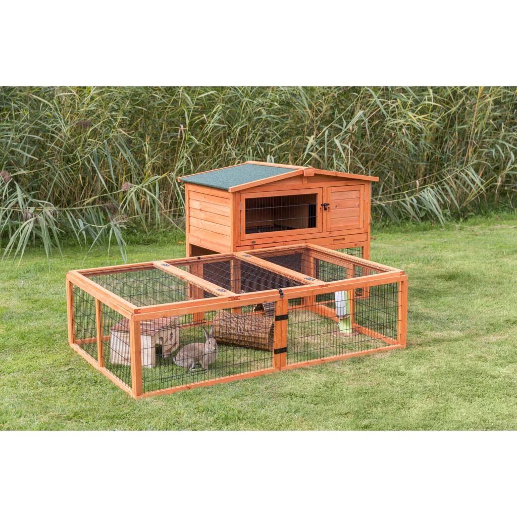 Trixie Small Animal Hutch with Enclosure – 124 × 102 × 78 cm, brown – image 8
