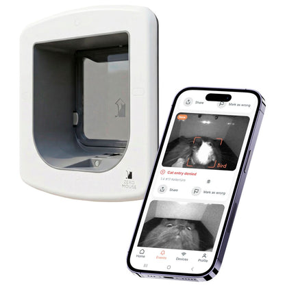 Trixie ZeroMOUSE Smart Cat Flap with Mouse Detection and App Control – 22.6 × 24.5 × 12.3 cm, white
