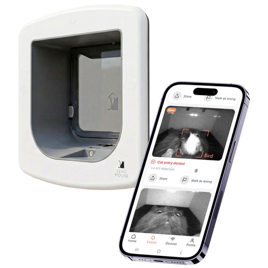 Trixie ZeroMOUSE Smart Cat Flap with Mouse Detection and App Control – 22.6 × 24.5 × 12.3 cm, white