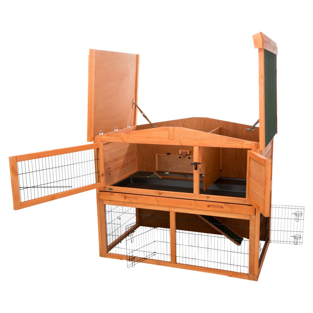 Trixie Small Animal Hutch with Enclosure – 124 × 102 × 78 cm, brown – image 4