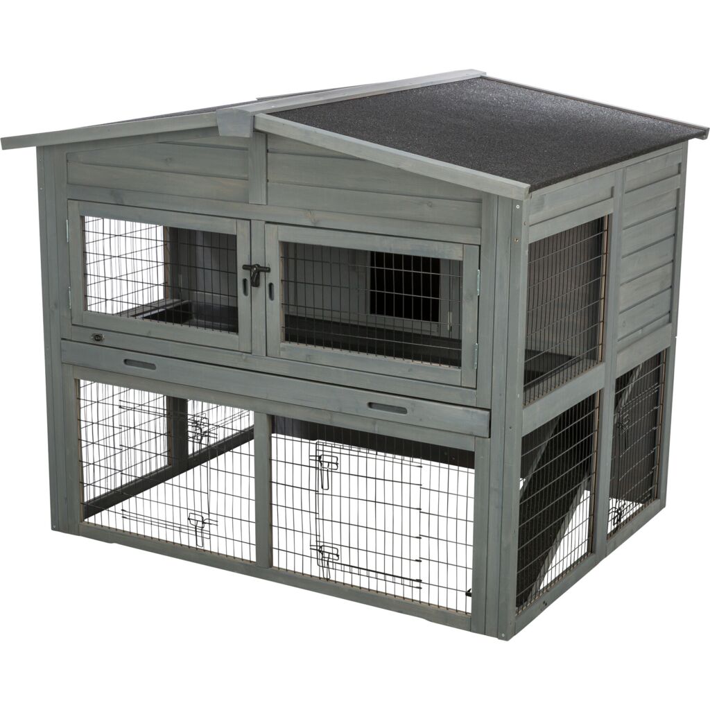 Trixie Small Animal Hutch XL with Enclosure – 135 × 115 × 112 cm, grey – image 2