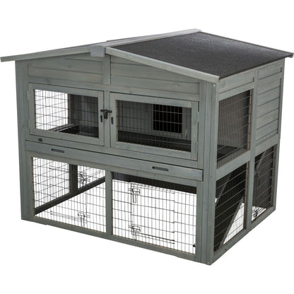 Trixie Small Animal Hutch XL with Enclosure – 135 × 115 × 112 cm, grey – image 2