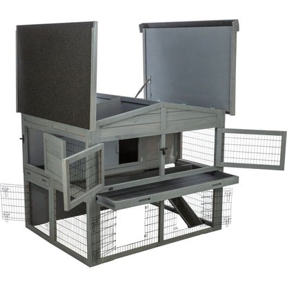 Trixie Small Animal Hutch XL with Enclosure – 135 × 115 × 112 cm, grey – image 3