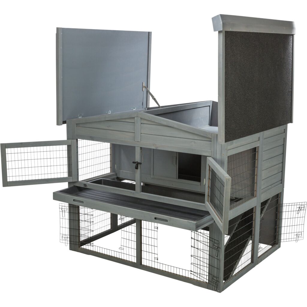 Trixie Small Animal Hutch XL with Enclosure – 135 × 115 × 112 cm, grey – image 4