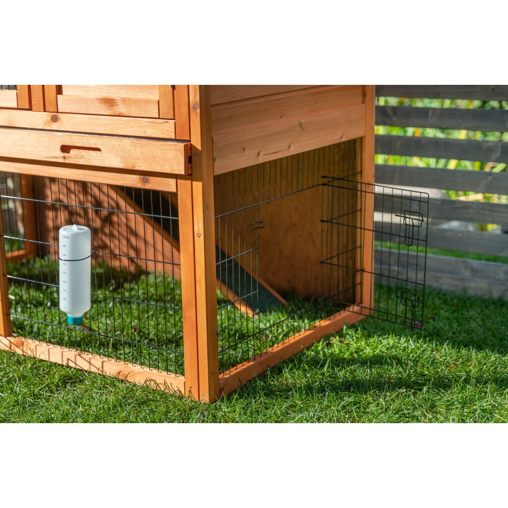 Trixie Small Animal Hutch with Enclosure – 124 × 102 × 78 cm, brown – image 3