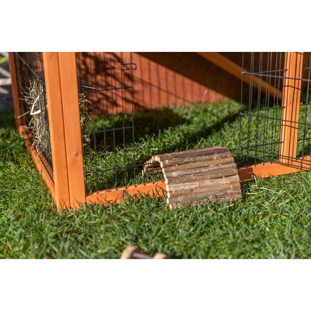Trixie Small Animal Hutch with Enclosure – 124 × 102 × 78 cm, brown – image 2