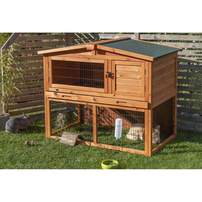 Trixie Small Animal Hutch with Enclosure – 124 × 102 × 78 cm, brown