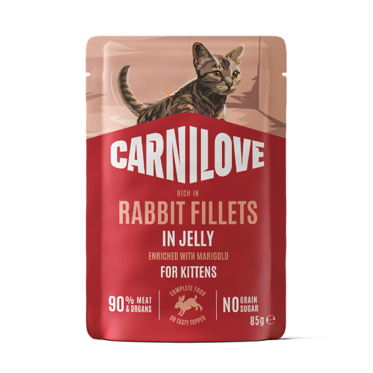 Carnilove Jelly Rabbit with Marigold Kitten Pouch 85g