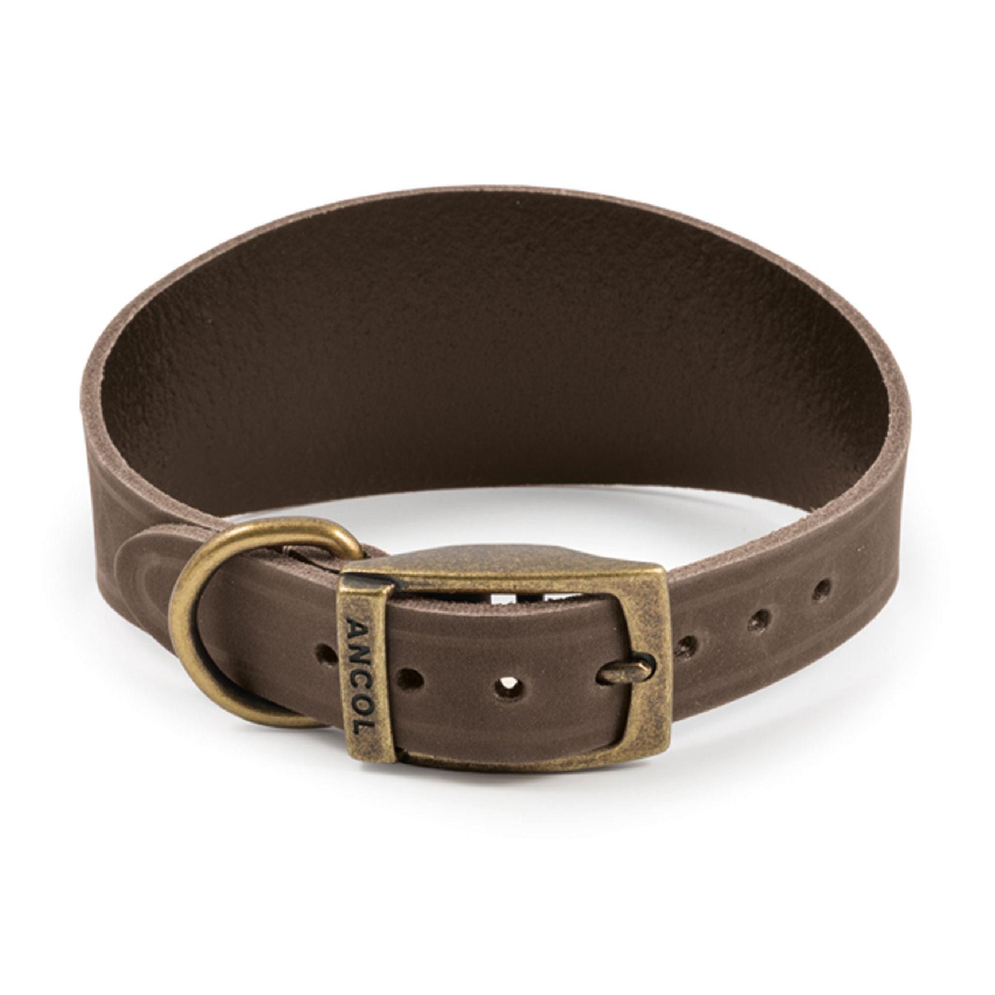 Ancol Heritage Collection Timberwolf Leather Greyhound Collar Sable 34-43cm - North East Pet Shop Ancol