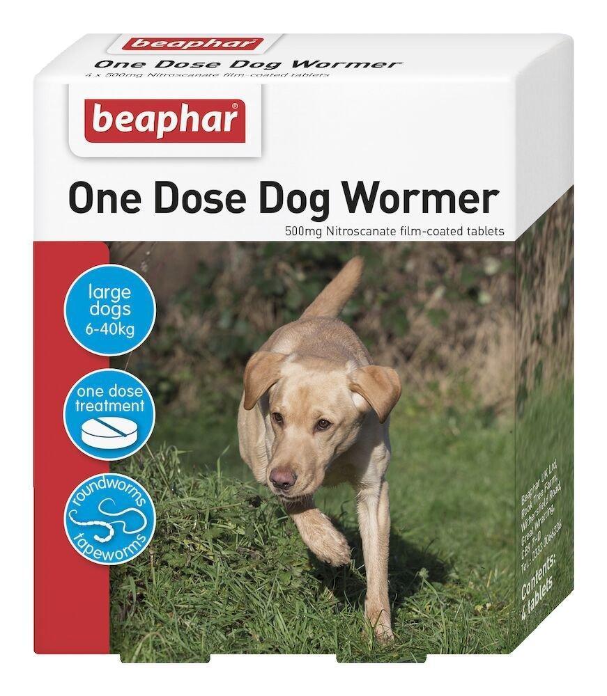 Beaphar One Dose Worming Tablets Large Dogs (20-40kg) 4 Tablets - North East Pet Shop Beaphar