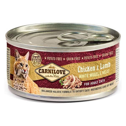 Carnilove Chicken & Lamb Wet Cat Food 12 x 100g tins - North East Pet Shop Carnilove