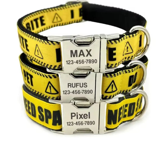 Do Not Pet - I Need Space - I Bite - Collar & Lead Set ( Free Engraving) - North East Pet Shop North East Pet Shop
