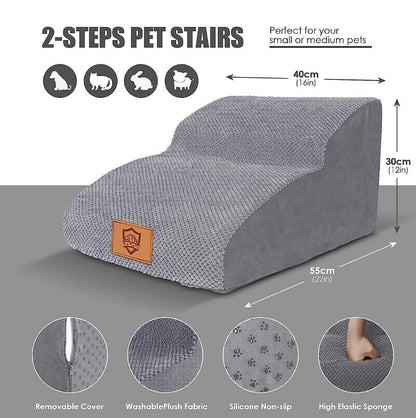 Dog Stairs for Bed/Sofa, 2-Steps High Density Foam Pet Stairs - North East Pet Shop Dog Shack UK