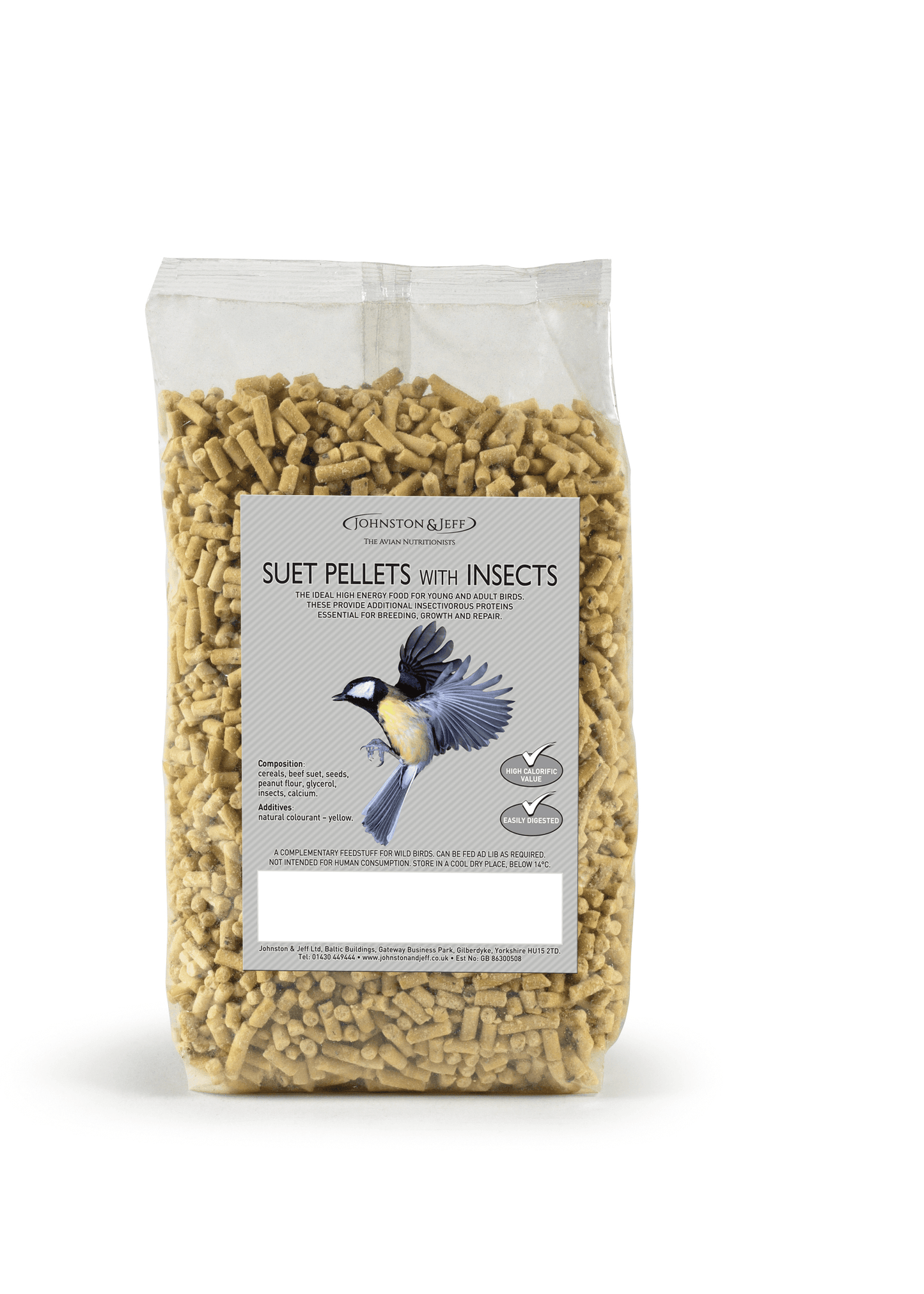 Johnston & Jeff Suet Pellets with Insects 12x1kg - North East Pet Shop Johnston & Jeff