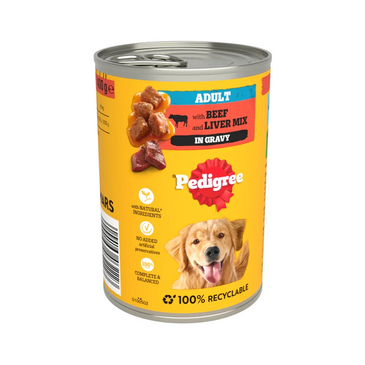 Pedigree Tins Beef Chunks in Gravy 12 x 400g - North East Pet Shop Pedigree